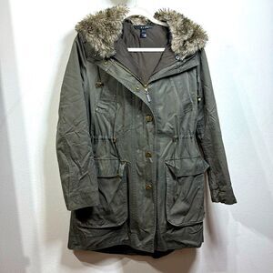 (W3) MNG Suit Khaki Mango vintage Multi-Pocket Fabric Parka, Size S